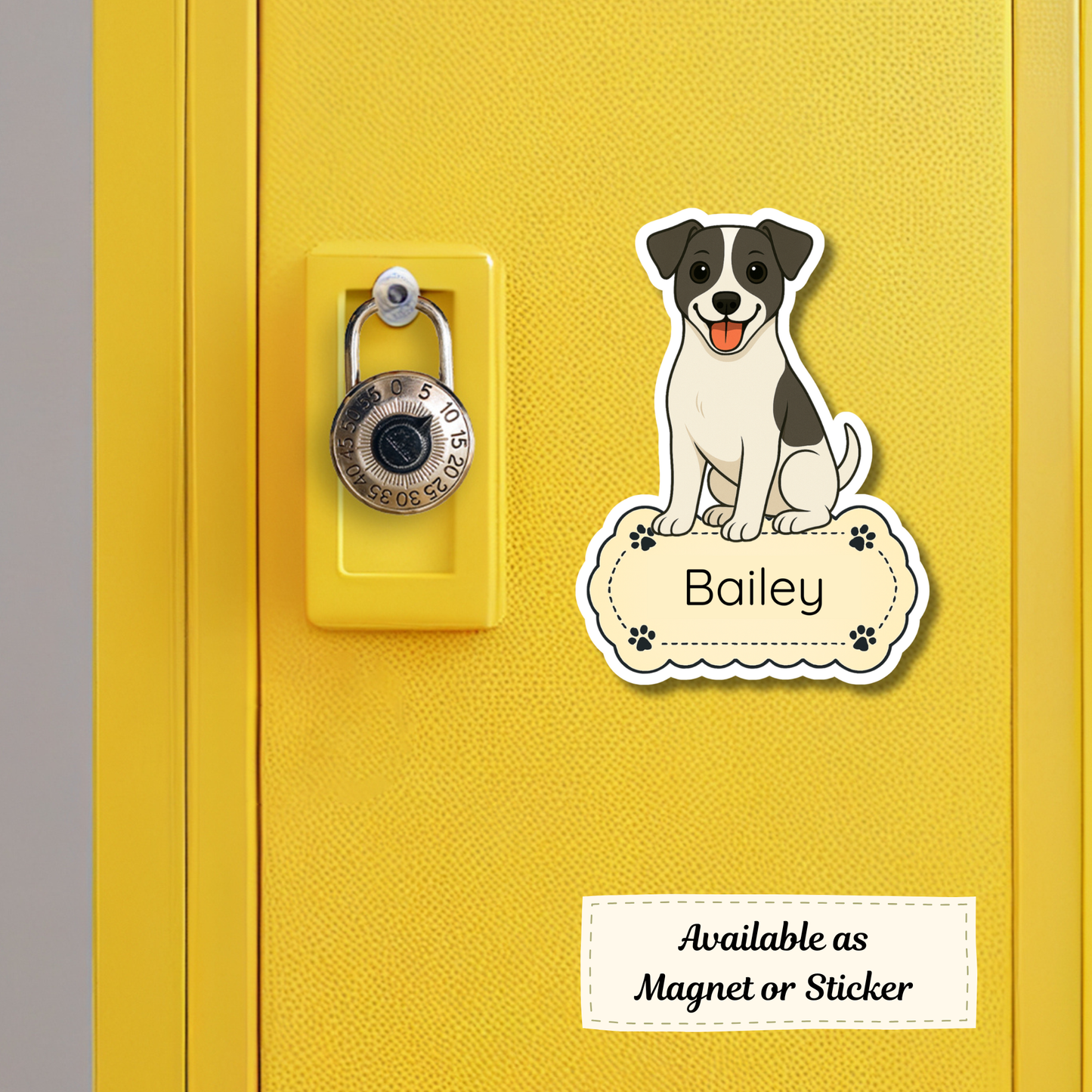 Autocollant personnalisé Jack Russell Terrier - Blanc et noir | Personnalisable avec votre nom