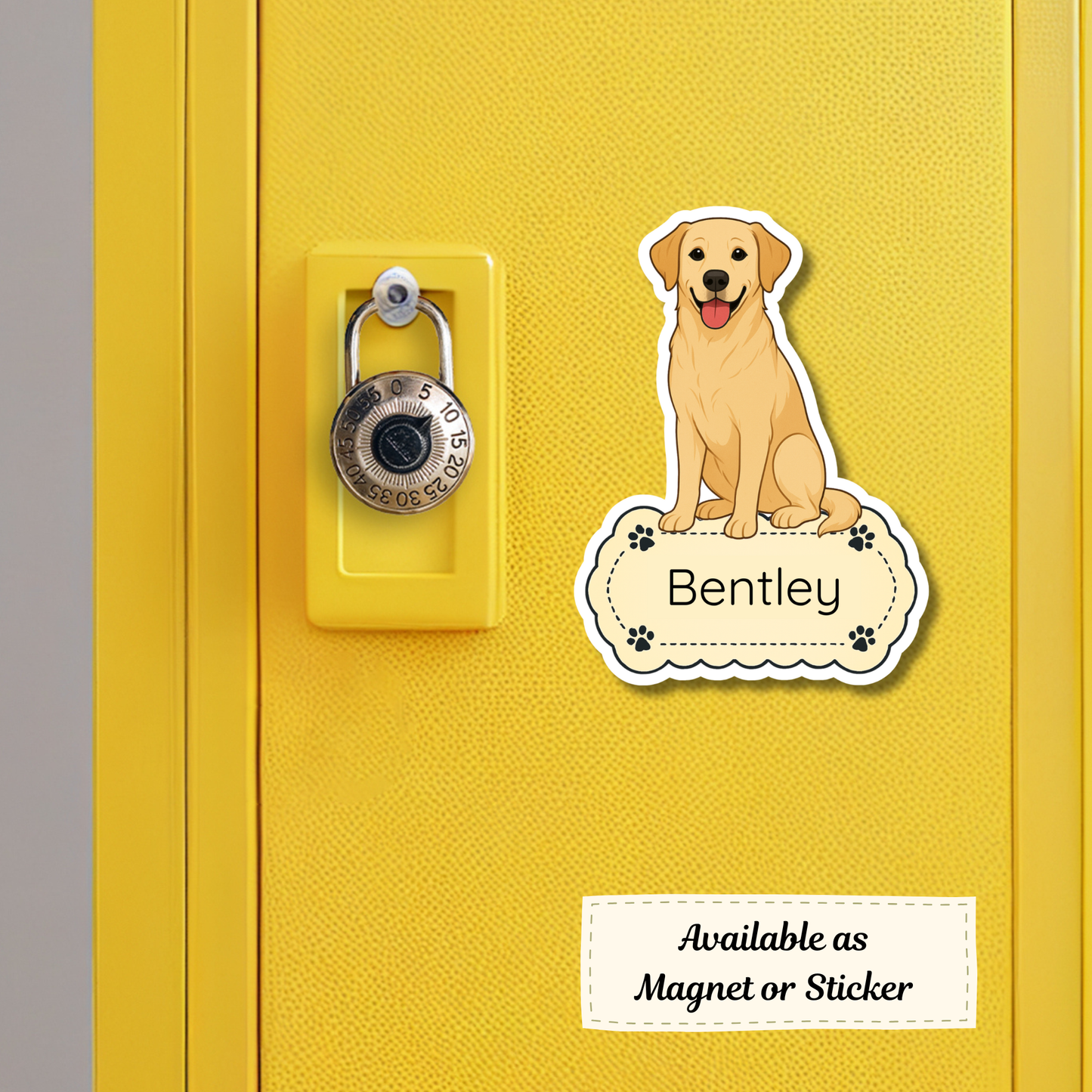 Autocollant personnalisé pour chien Labrador Retriever - Jaune | Personnalisable avec nom