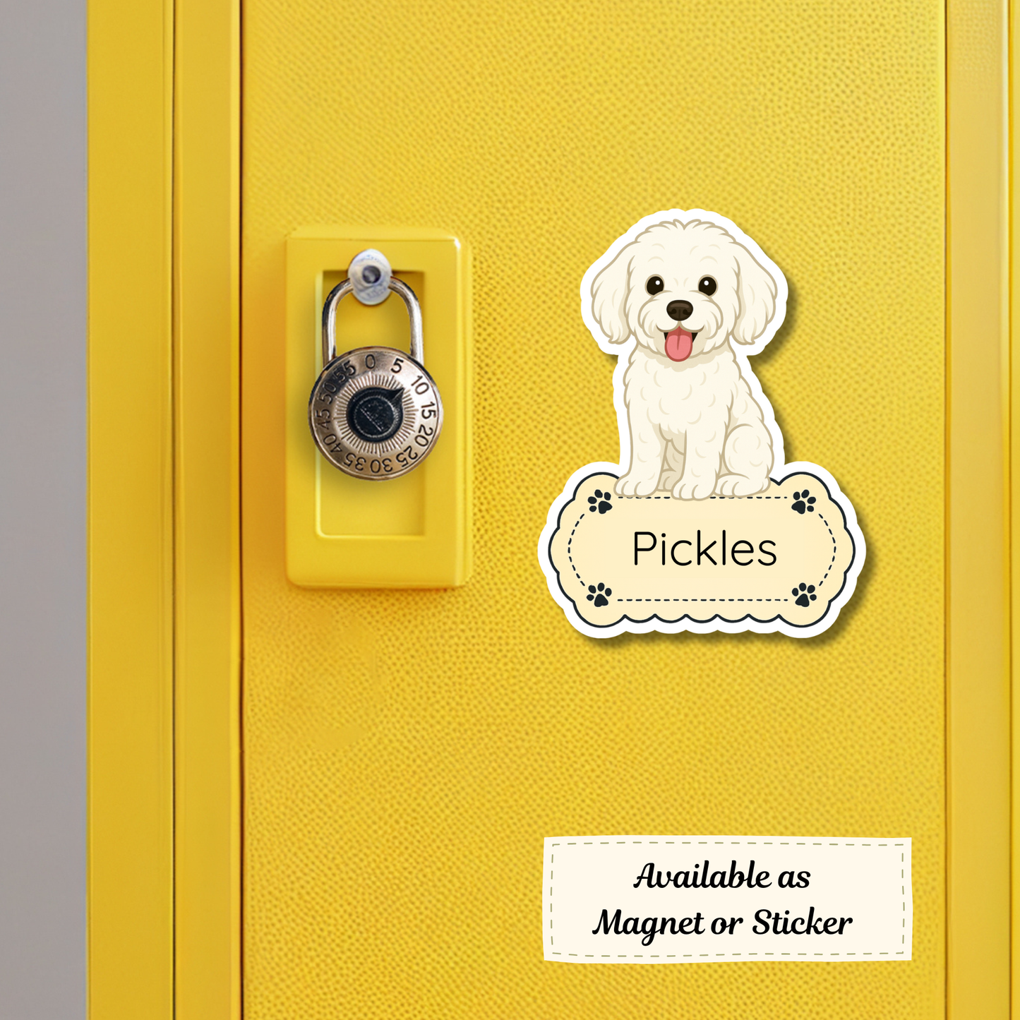 Autocollant personnalisé pour chien Maltipoo - Blanc | Personnalisable avec nom