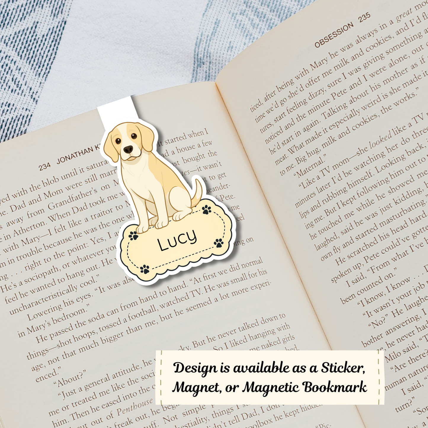 Personalized Beagle Dog Sticker - Lemon and White