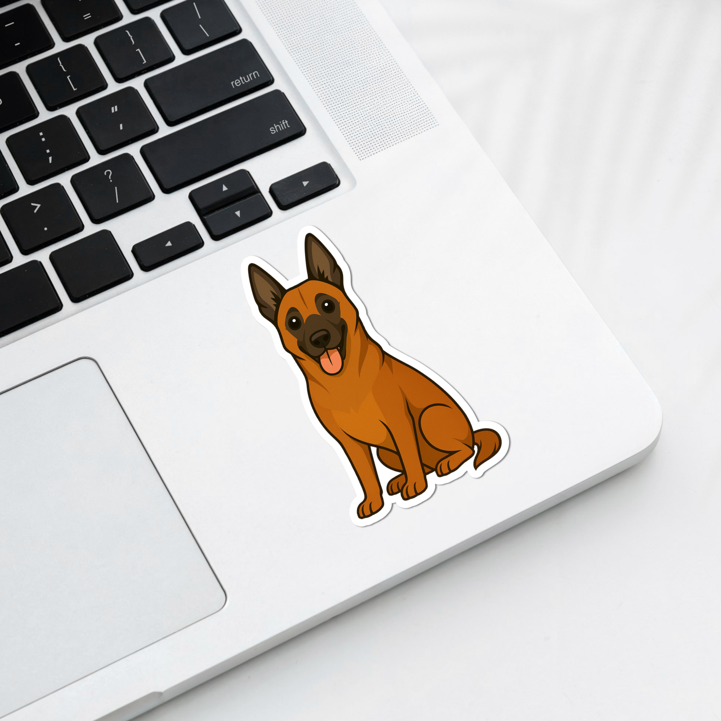 Aimant personnalisé Malinois belge - Acajou | Personnalisable avec le nom de l'animal
