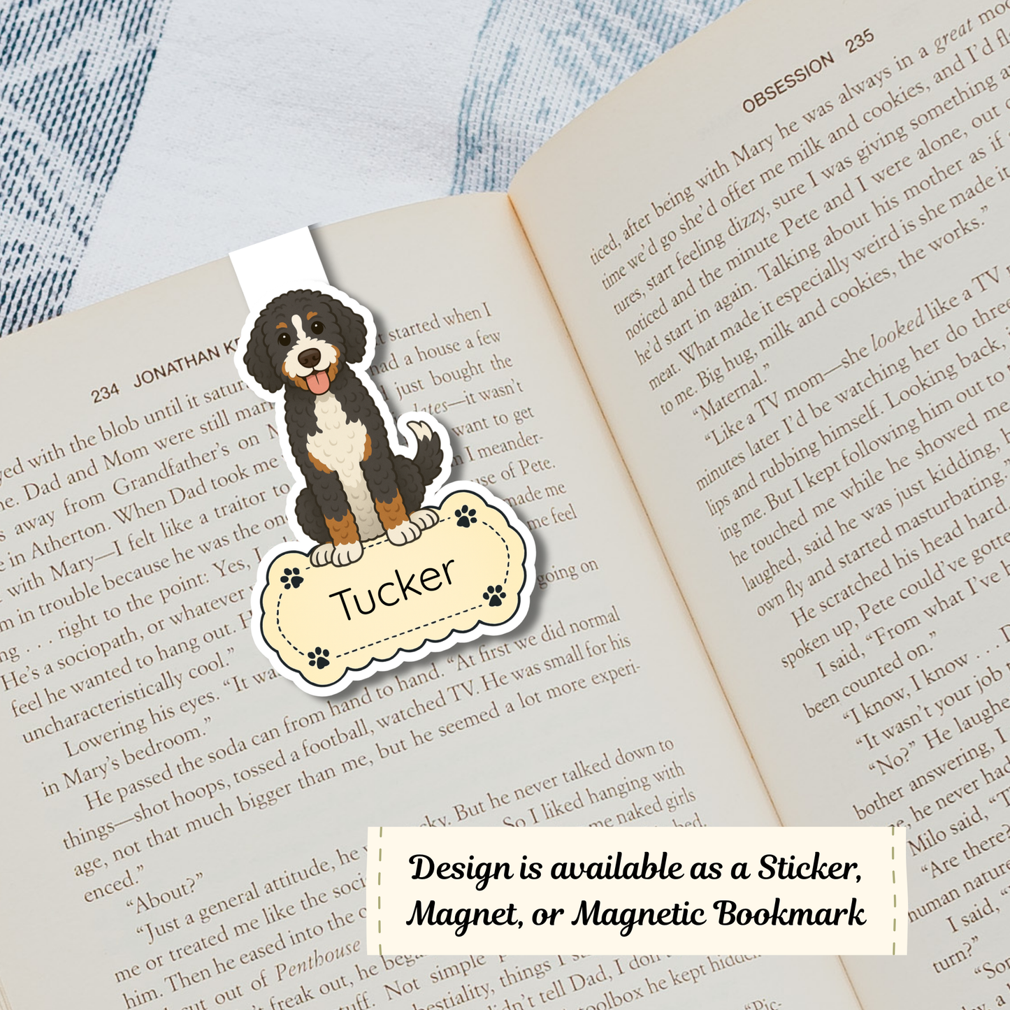 Personalized Bernedoodle Dog Sticker - Tri-color