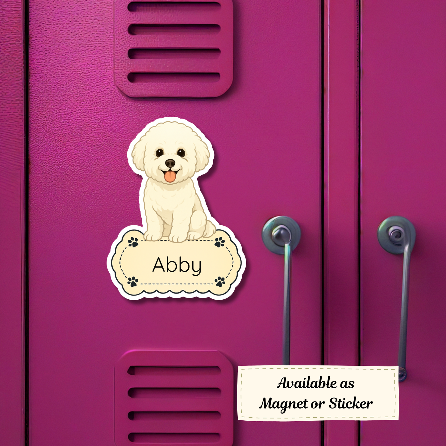 Custom Bichon Frise Dog Sticker - White | Personalized with Name