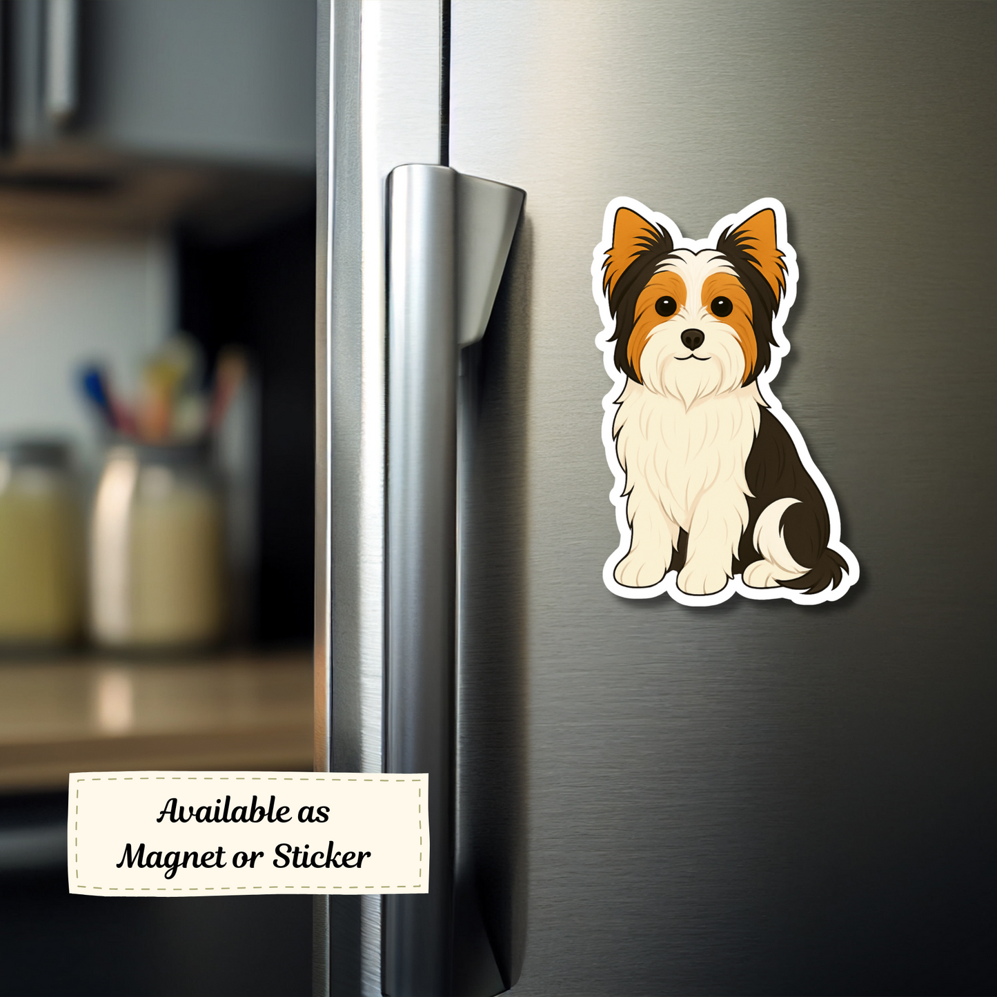 Custom Biewer Terrier Dog Sticker - Tri-Color | Personalized with Name