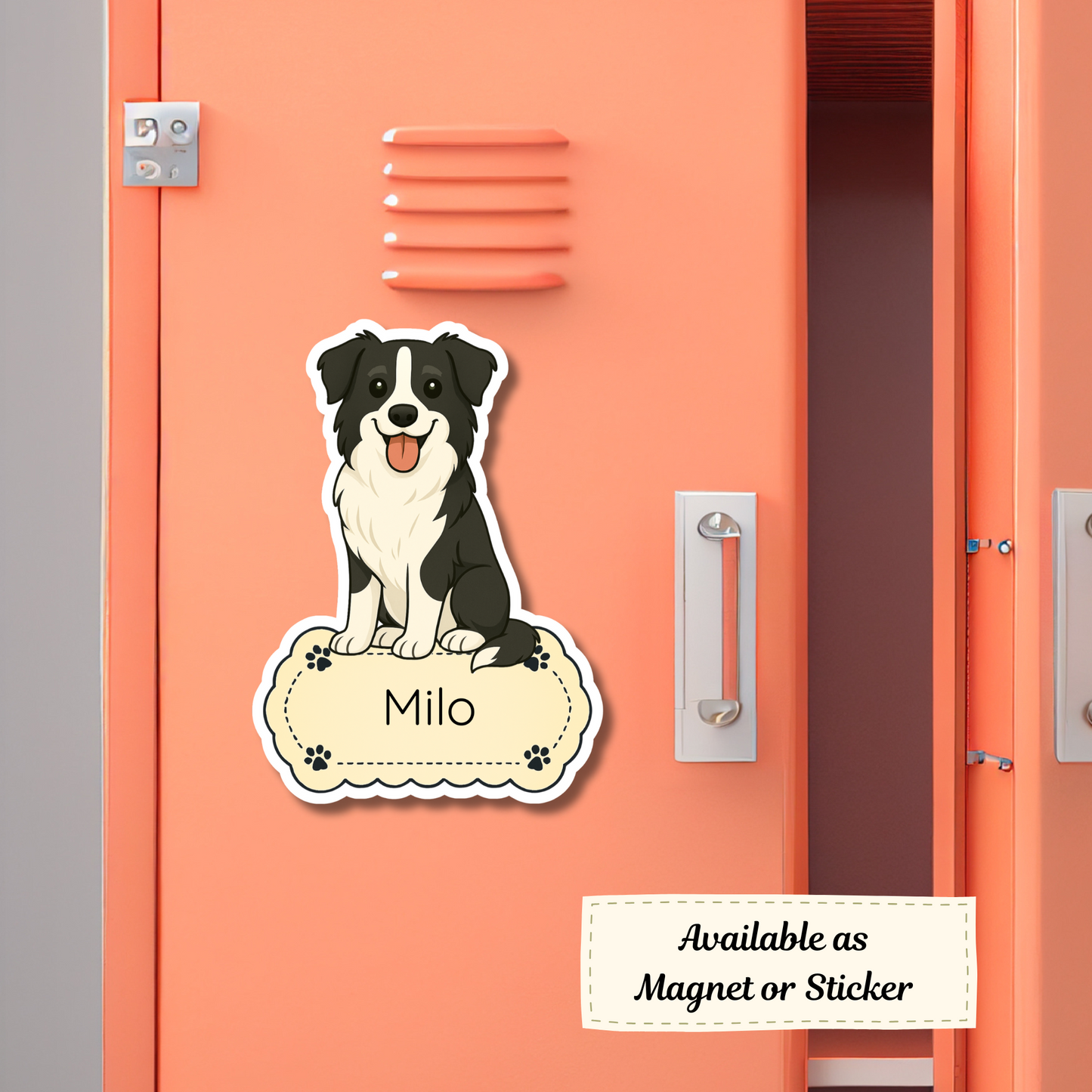 Custom Border Collie Dog Sticker - Black and White | Personalized with Name