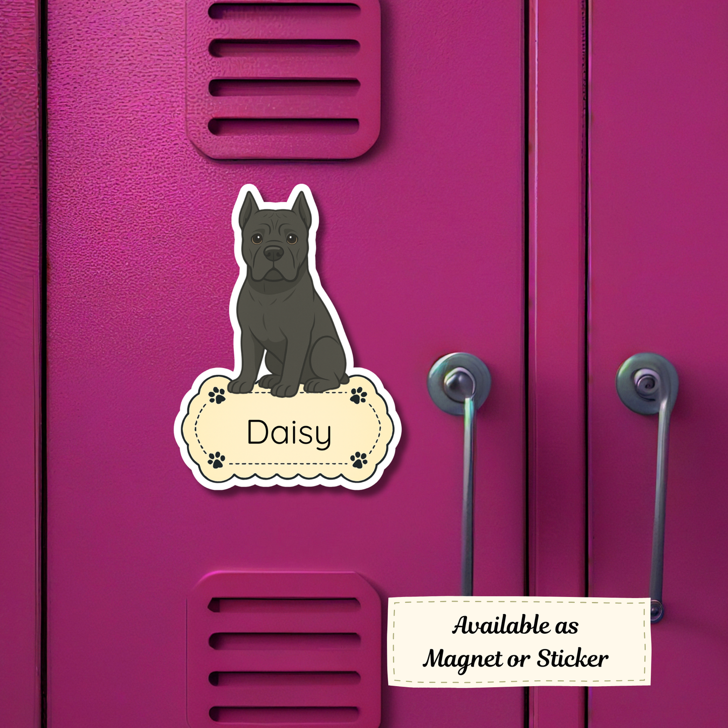 Autocollant personnalisé pour chien Cane Corso - Noir | Personnalisable avec nom