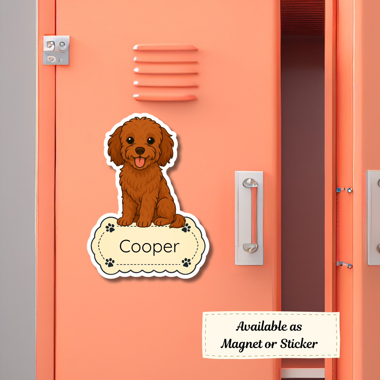 Custom Cavapoo Dog Sticker - Red | Personalized with Name