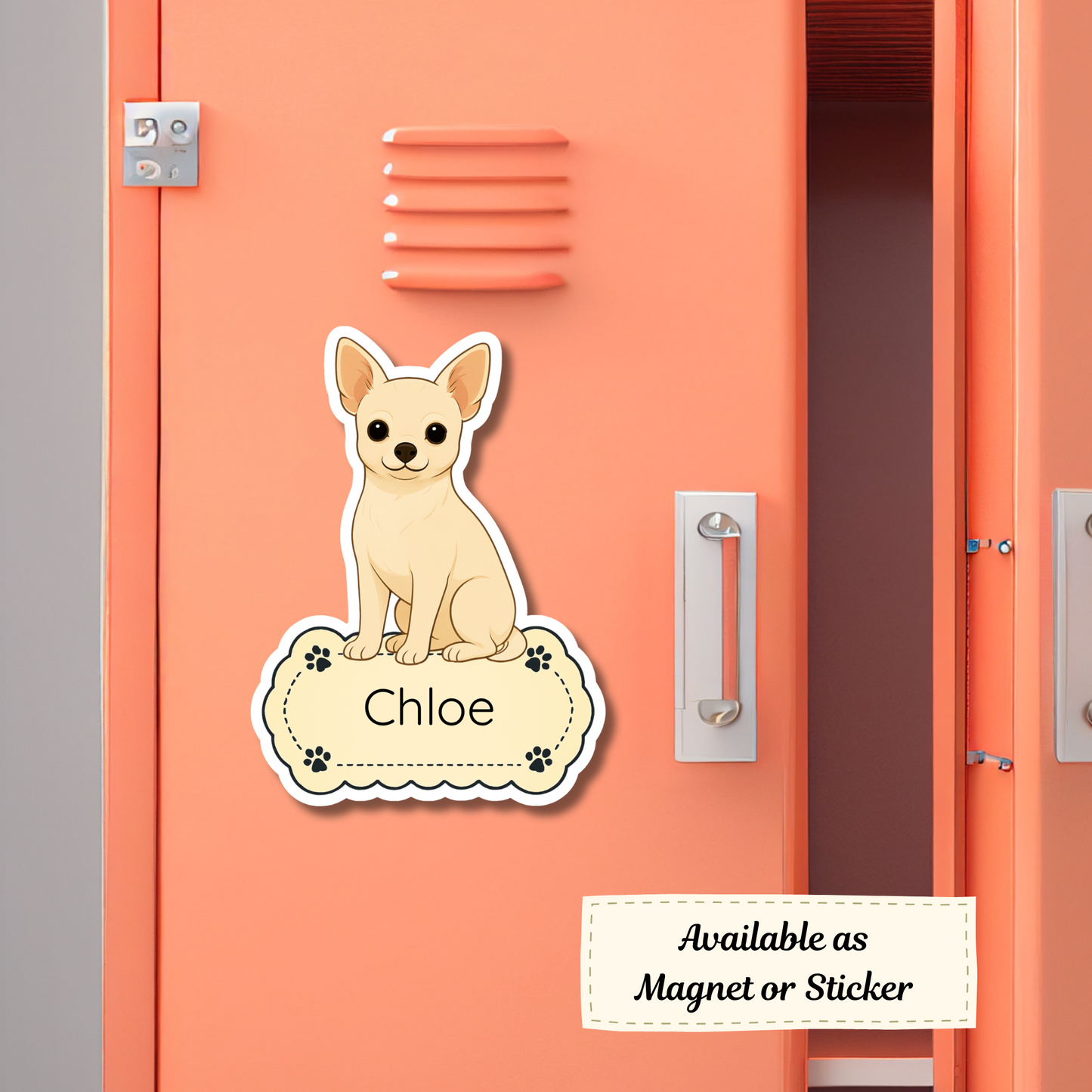 Custom Chihuahua Dog Sticker - Short Haired White | Personalized with Name