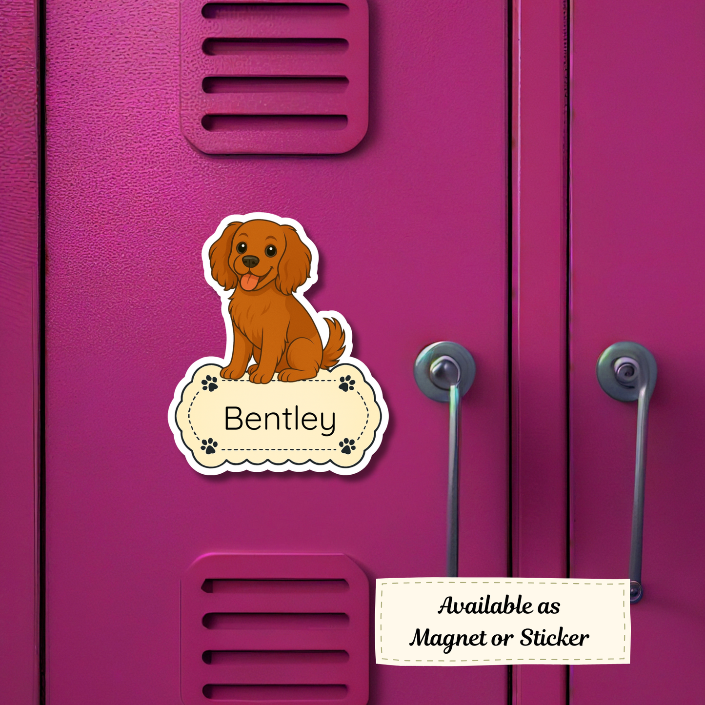 Autocollant personnalisé pour chien Cockalier – Rubis | Personnalisable avec nom