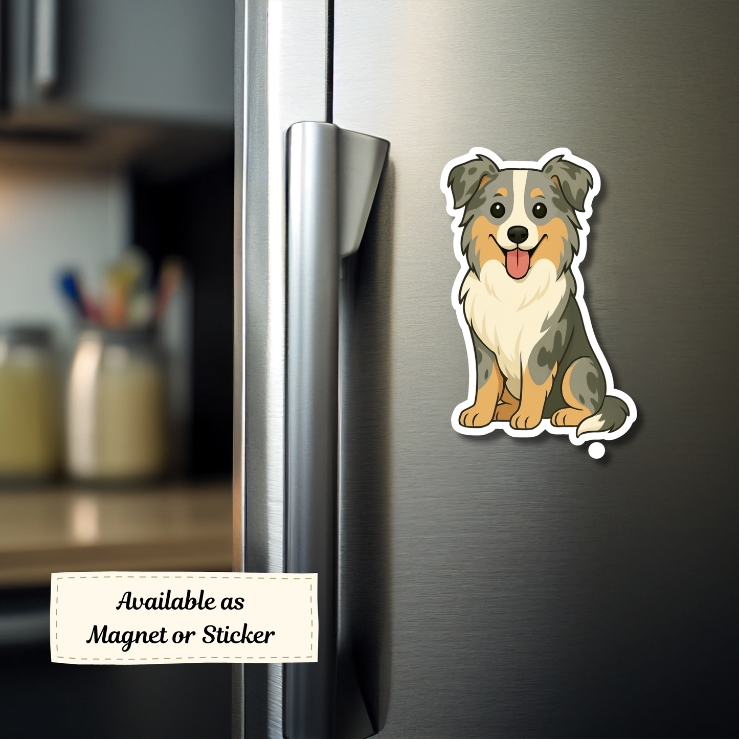 Custom Collie Dog Magnet - Blue Merle | Personalized with Pet Name