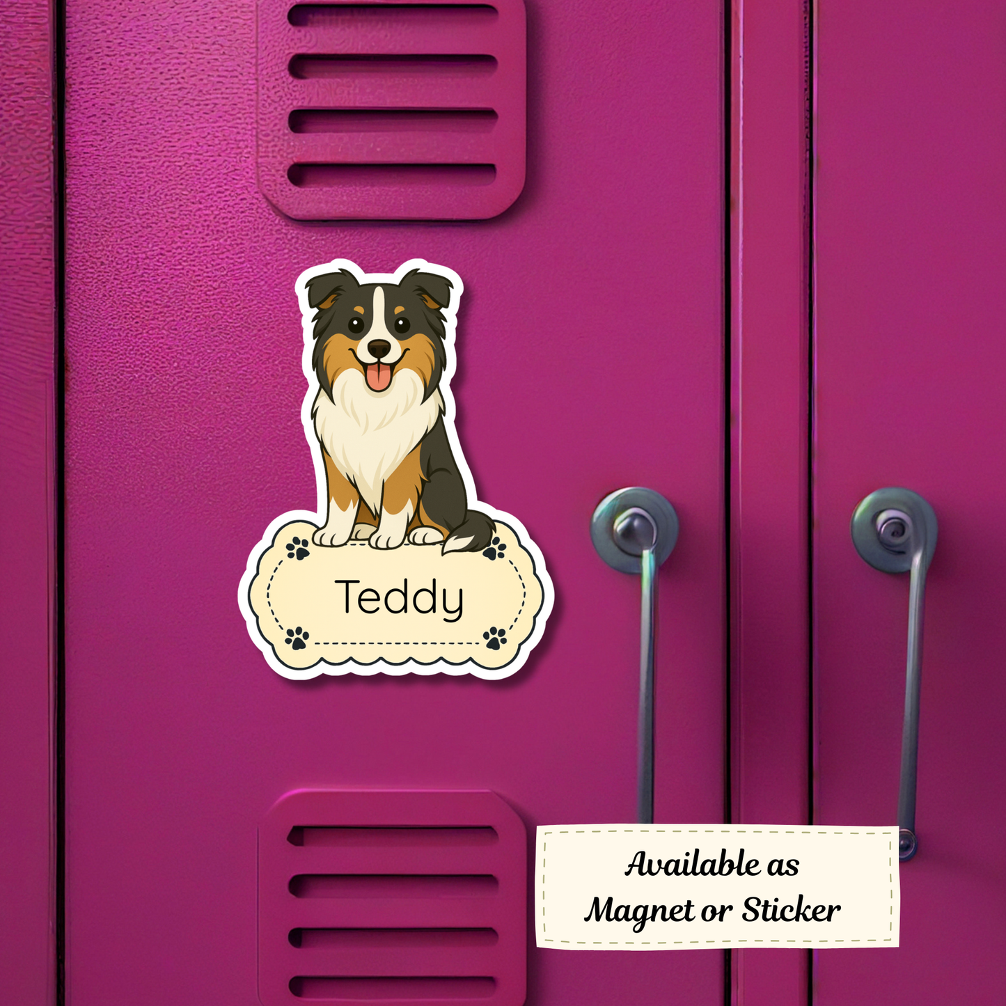 Custom Collie Dog Sticker - Tricolored | Personalized with Name
