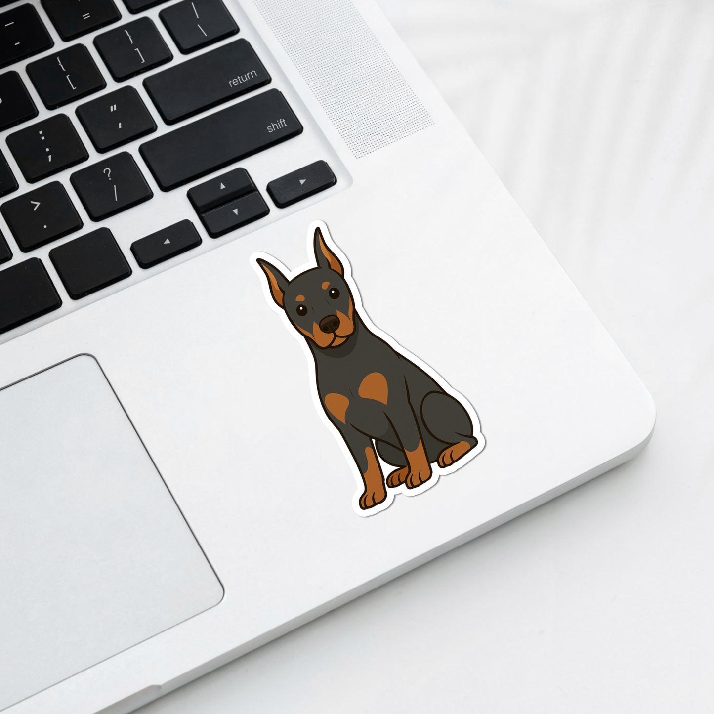 Aimant personnalisé Doberman Pinscher – Oreilles coupées noir et rouille | Personnalisable avec le nom de l'animal