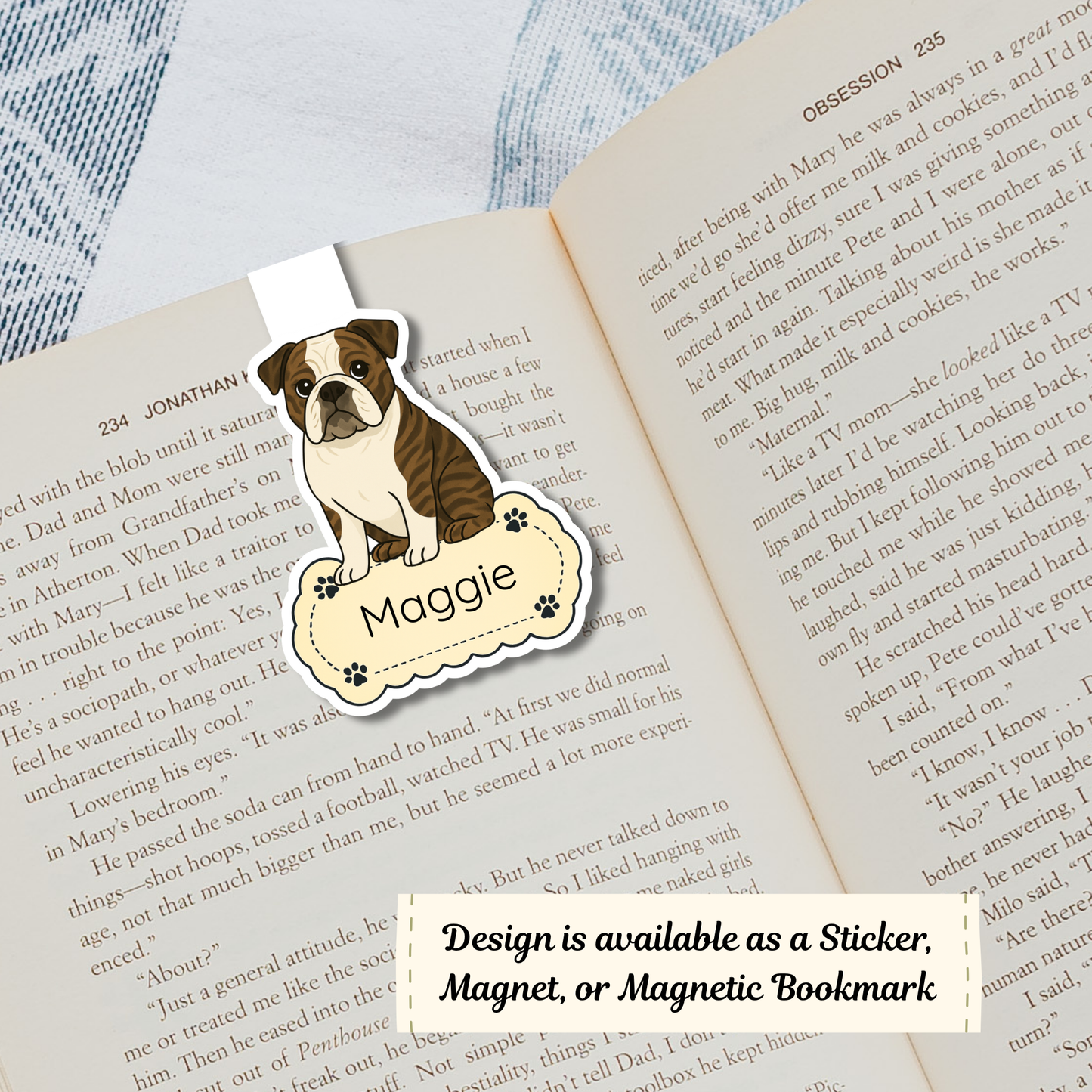Personalized English Bulldog Dog Sticker - Brindle