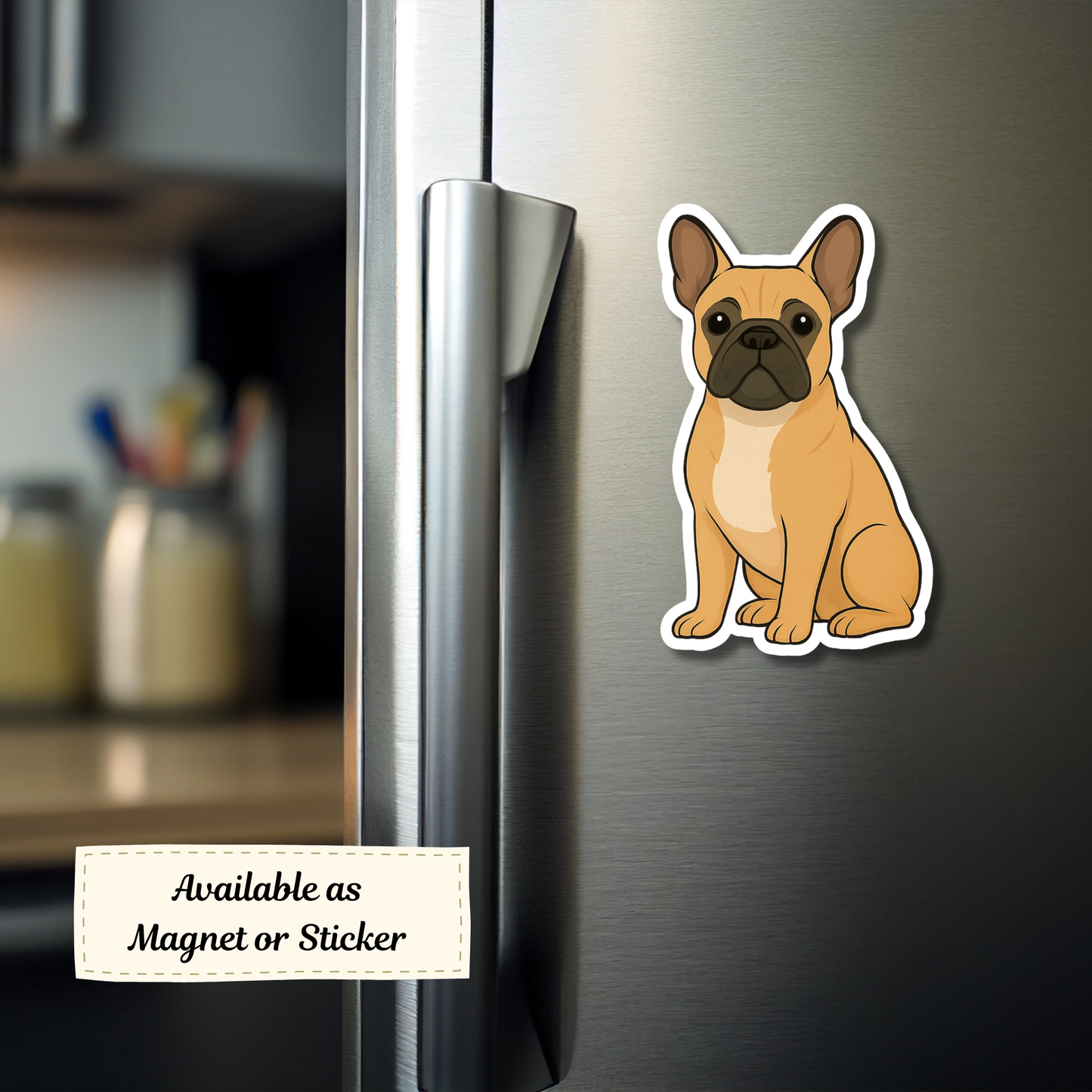 Autocollant bouledogue français personnalisé – Fauve | Personnalisé avec nom