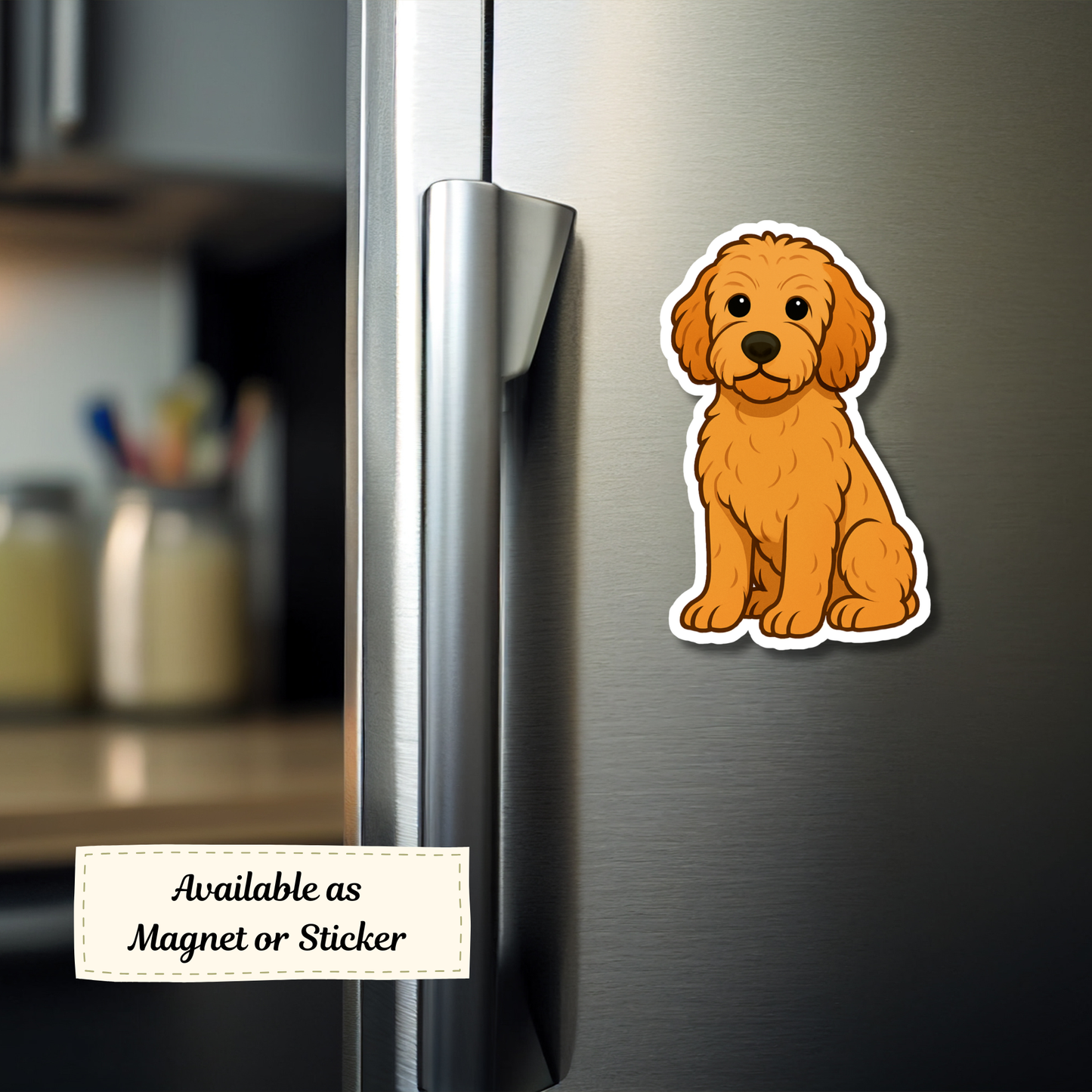 Autocollant personnalisé Goldendoodle - Abricot | Personnalisable avec votre nom