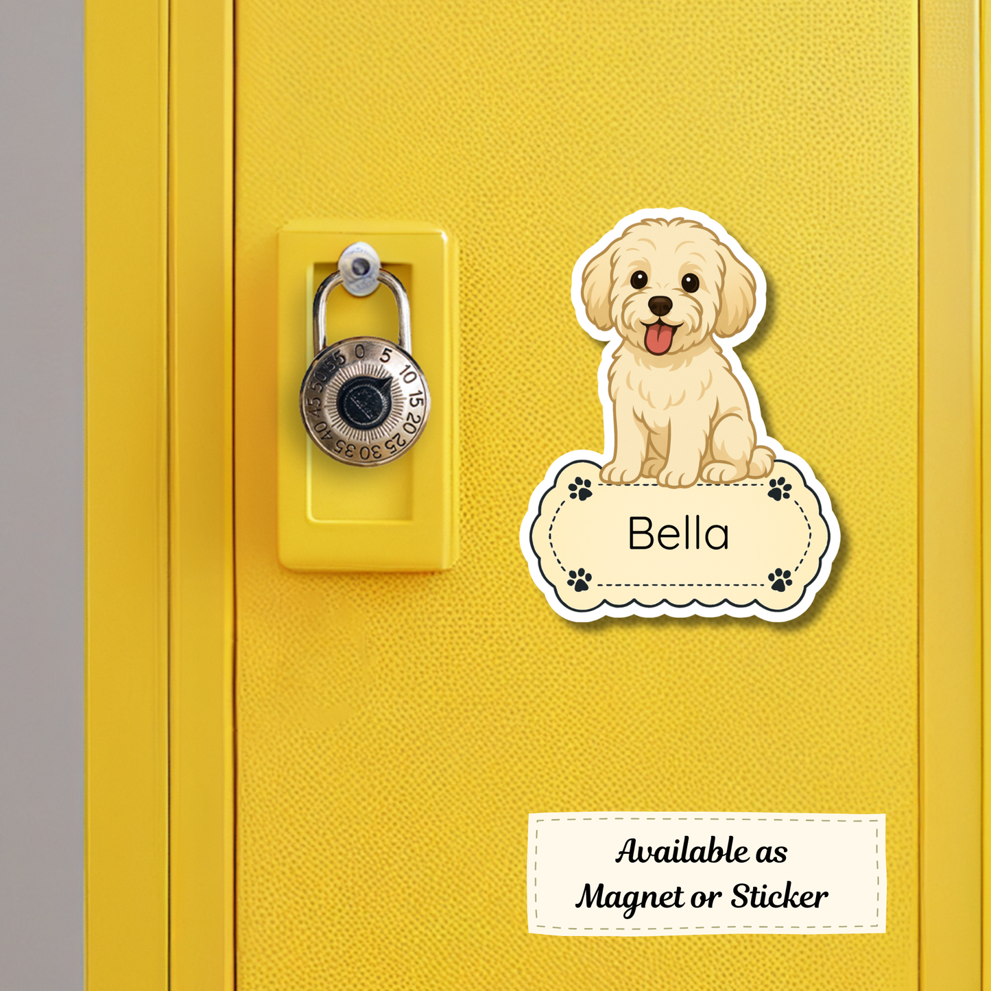 Autocollant personnalisé pour chien Maltipoo - Crème | Personnalisable avec nom