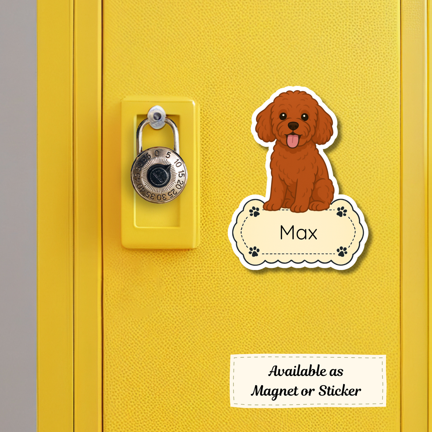 Autocollant personnalisé pour chien Maltipoo - Rouge | Personnalisable avec nom