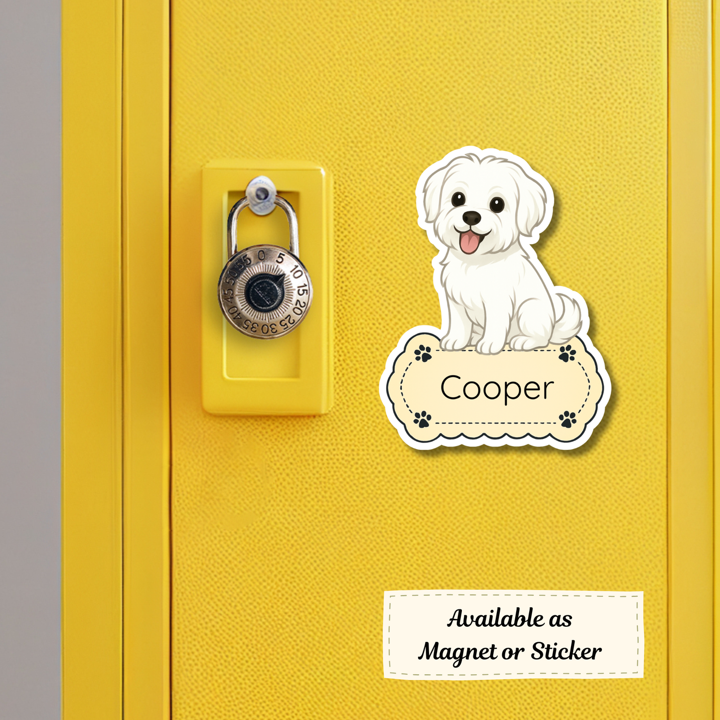 Autocollant personnalisé pour chien Morkie - Blanc | Personnalisable avec nom