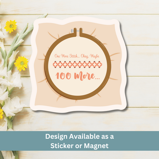 Round hoop-shaped magnet on light wood with floral background.