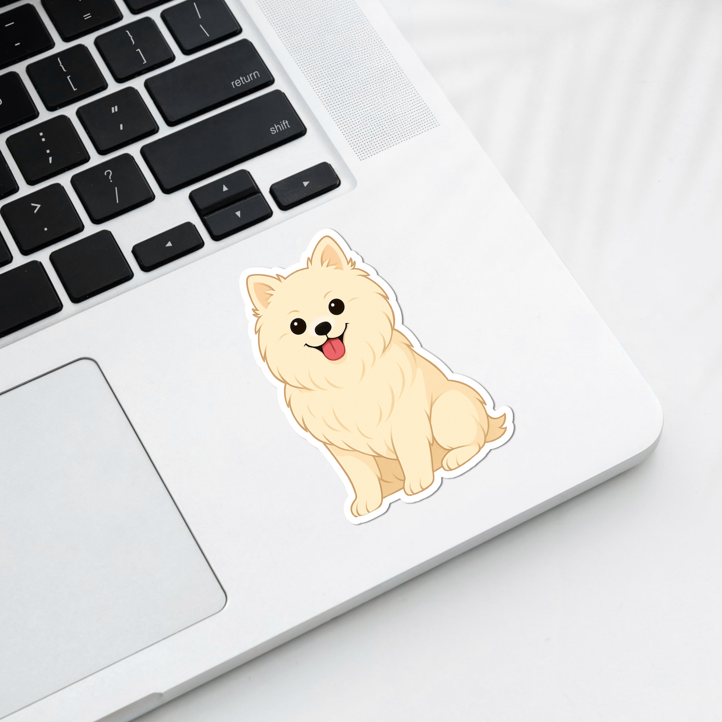 Aimant personnalisé pour chien Pomeranian - Blanc | Personnalisable avec le nom de l'animal