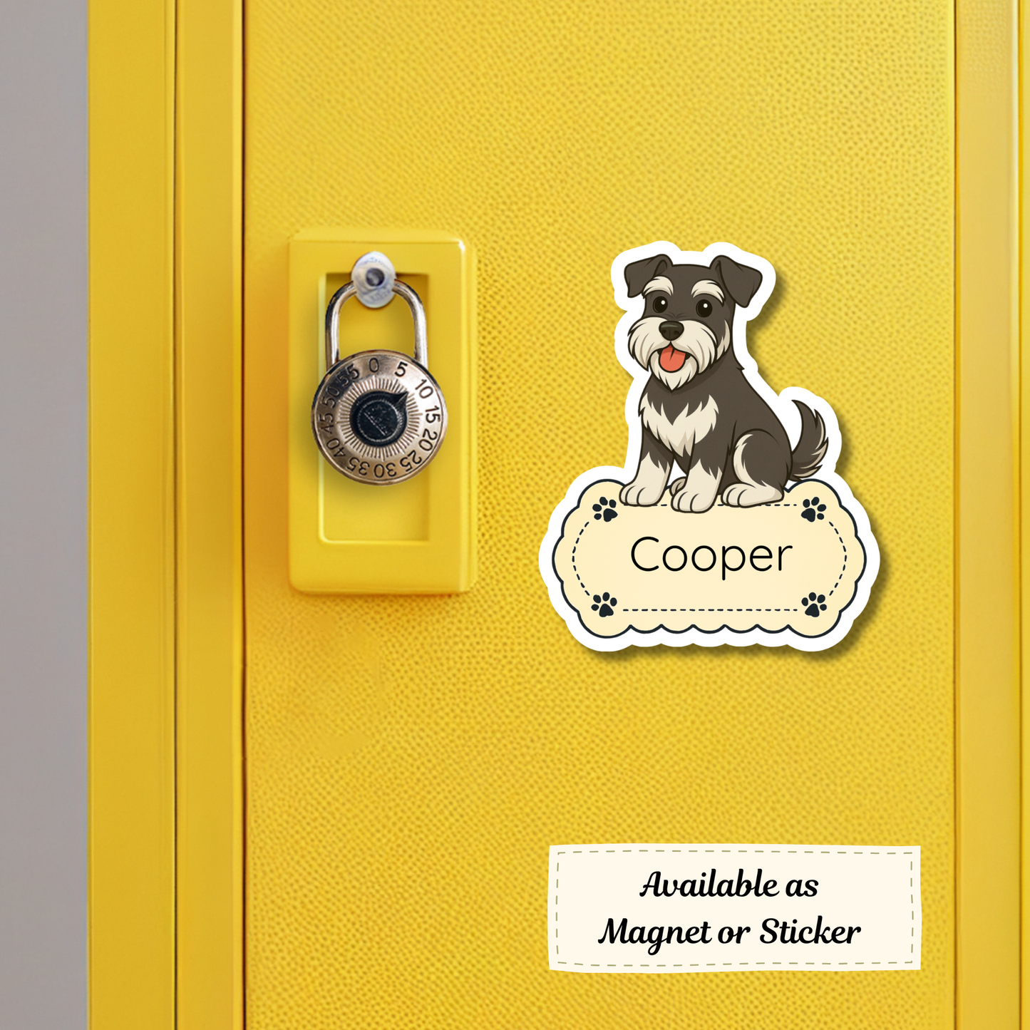 Autocollant Schnauzer personnalisé – Noir et argent | Personnalisable avec votre nom