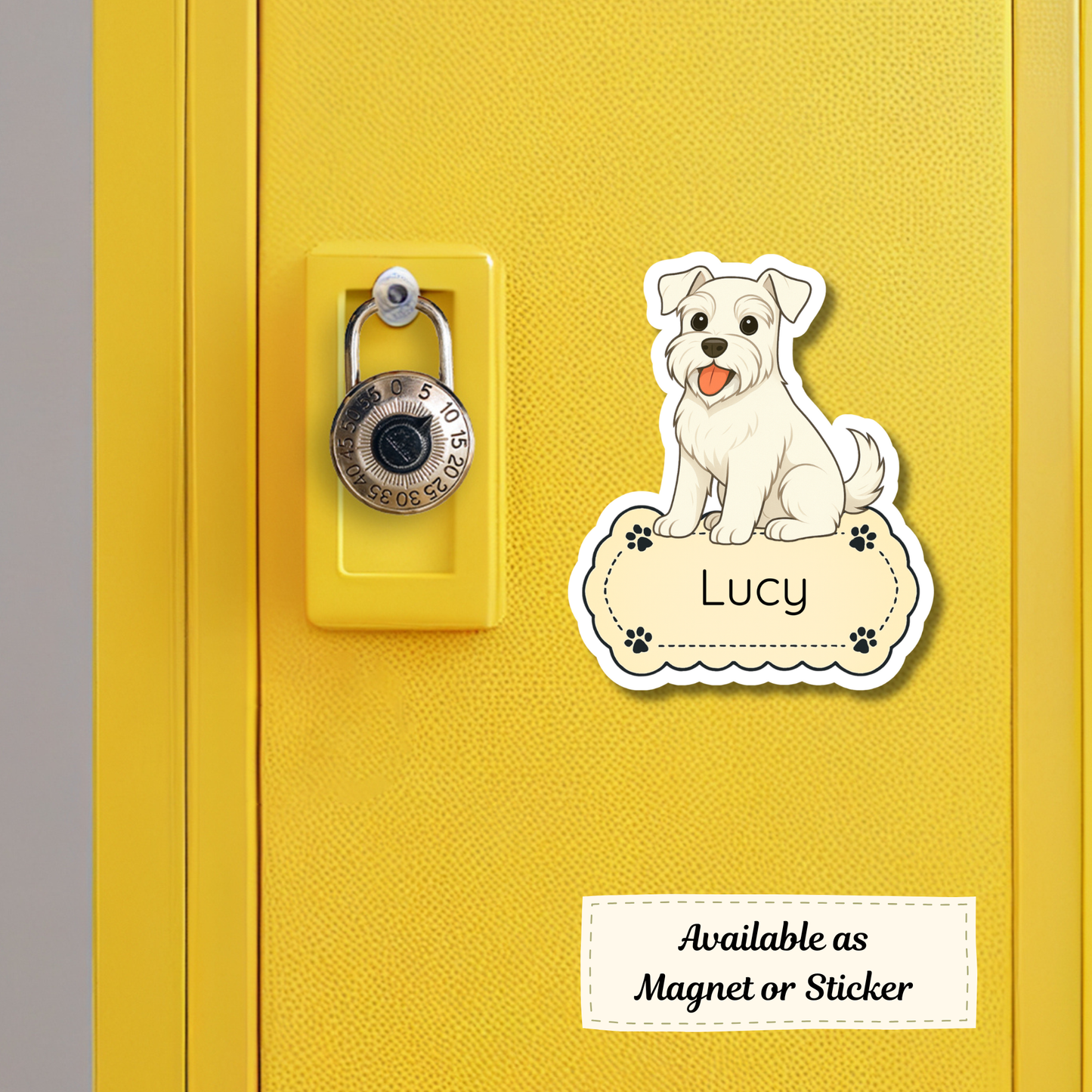 Autocollant Schnauzer personnalisé - Blanc | Personnalisable avec nom