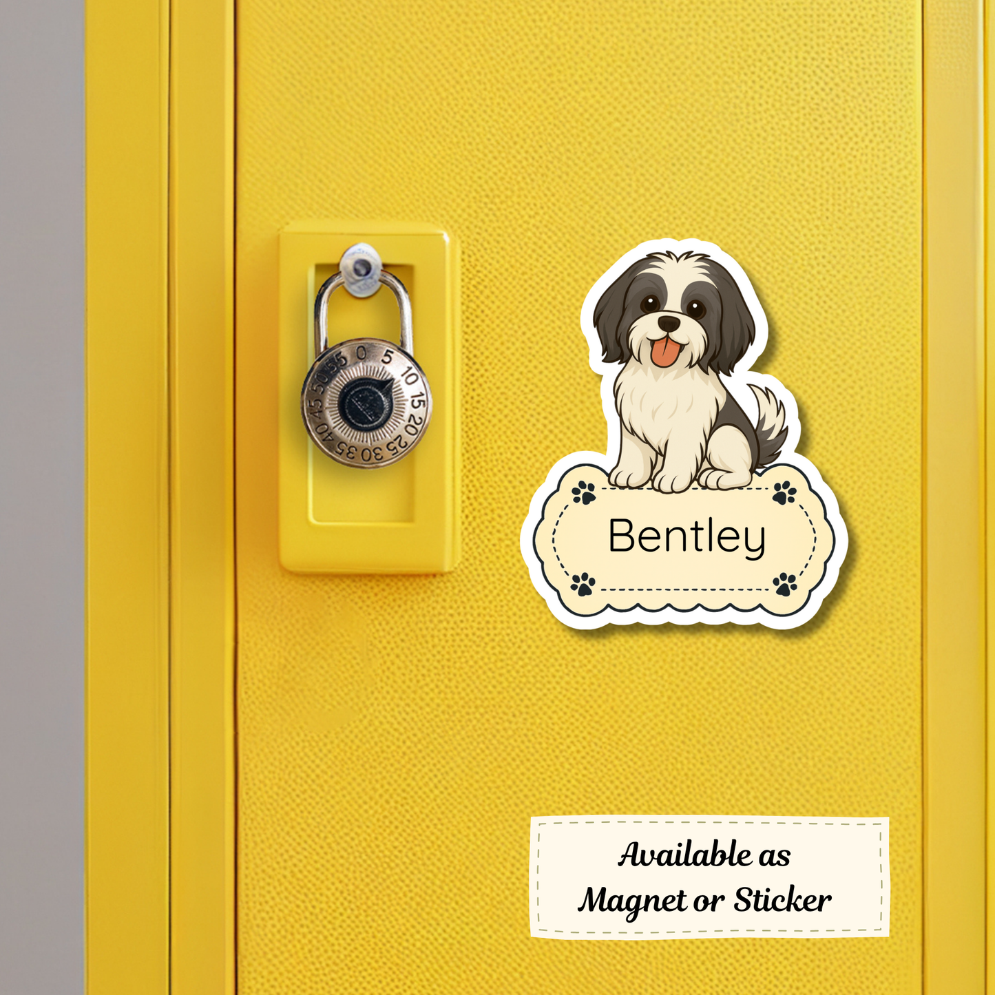 Autocollant personnalisé pour chien Shih Tzu - Noir et blanc | Personnalisable avec votre nom