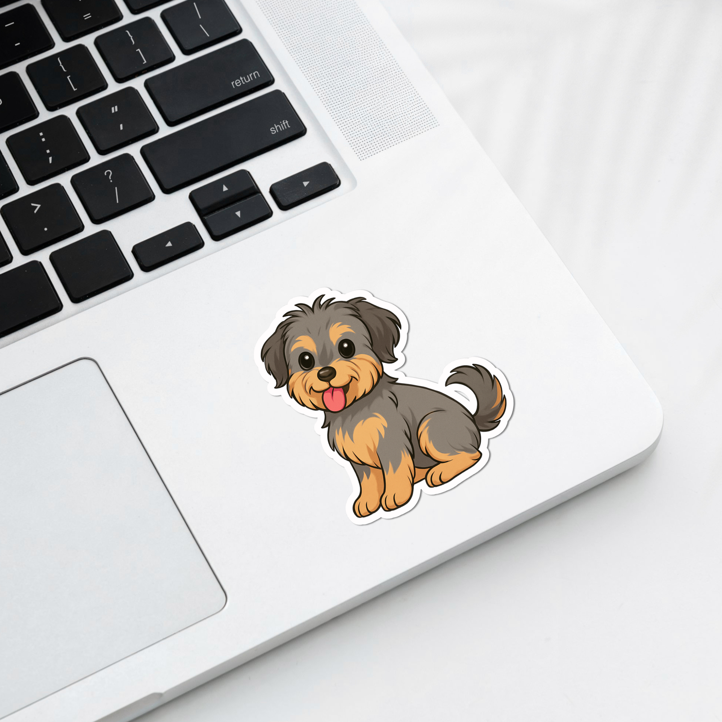 Aimant personnalisé pour chien Shorkie - Argent et beige | Personnalisable avec le nom de l'animal
