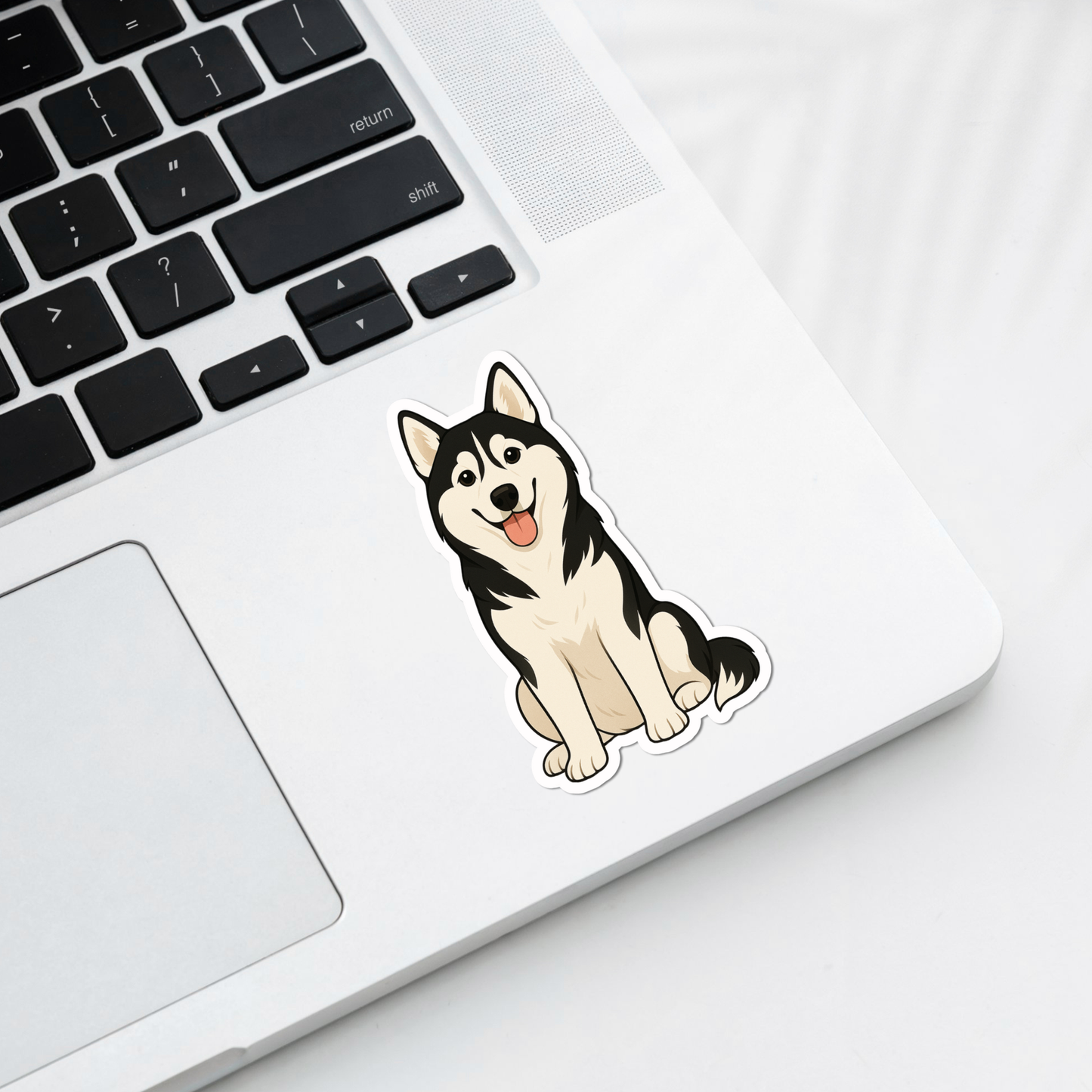 Aimant personnalisé Husky de Sibérie - Noir et blanc | Personnalisable avec le nom de l'animal