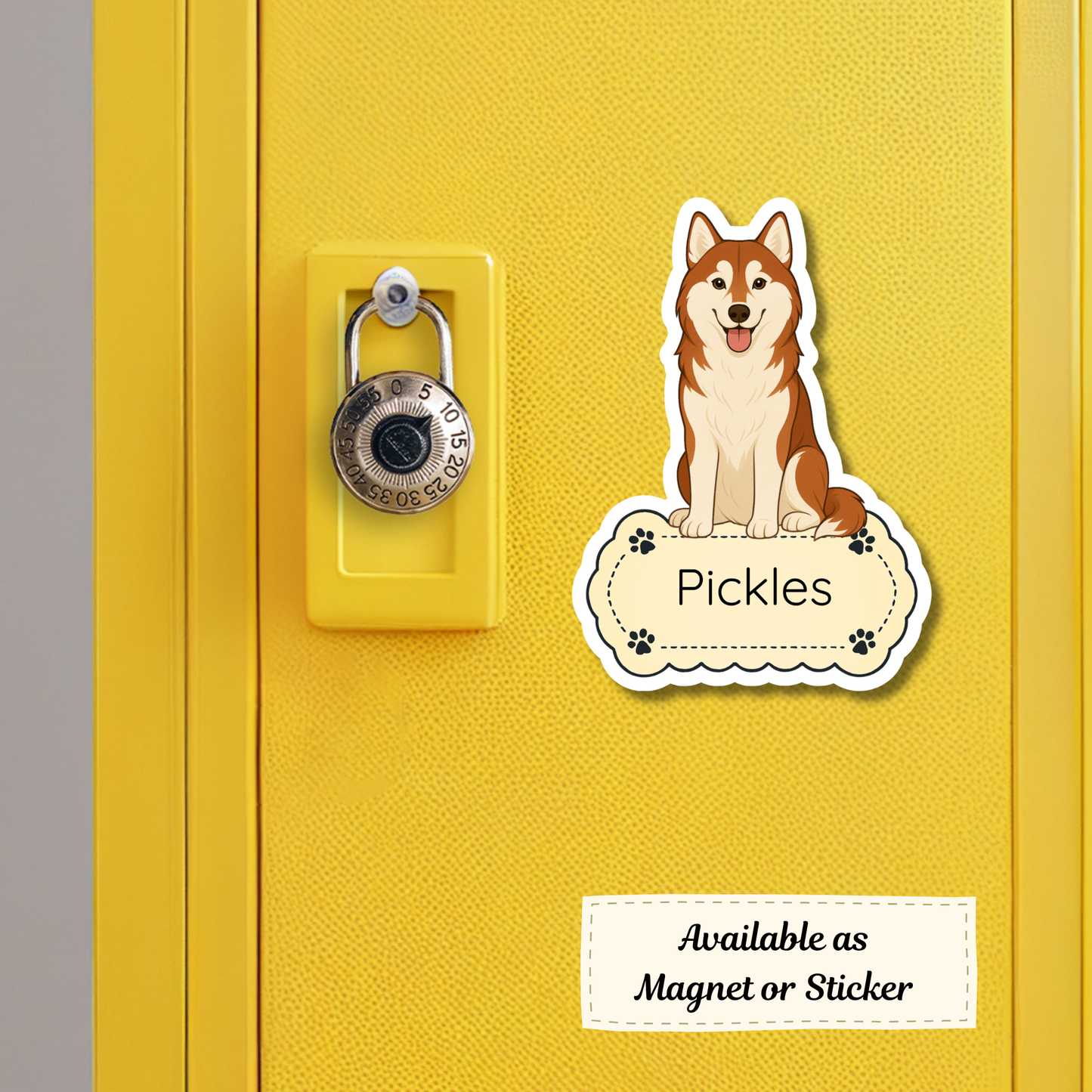 Autocollant personnalisé Husky de Sibérie - Rouge et blanc | Personnalisable avec votre nom