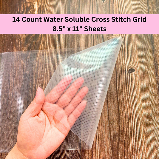 Water-Soluble 14 Count Cross Stitch Grid Sheets | Washable Guide Fabric
