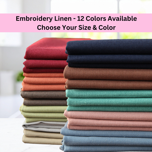 Linen Embroidery Fabric for Hand Embroidery & Fine Punch Needle - 12 color choices