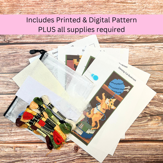 Kit de marque-pages chat dansant – Marque-page chat mignon au point de croix