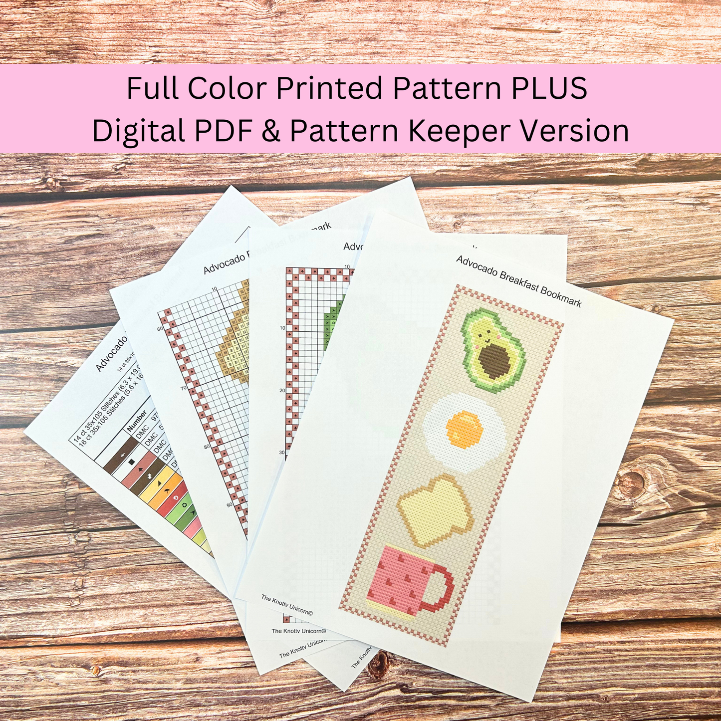 Kit de marque-pages « Petit-déjeuner à l'avocat » – Point de croix DIY pour débutants