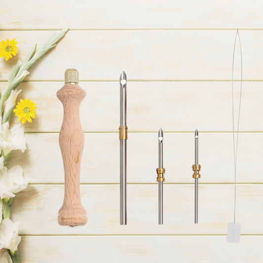 Classic Wooden Punch Needle Tool Set – 3 Needle Tips + Threader