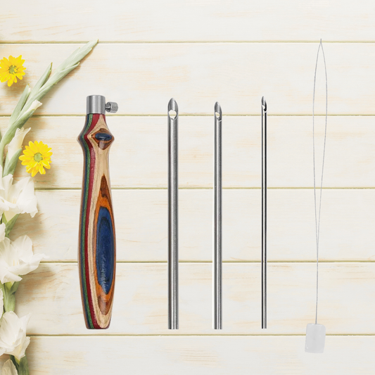 Premium Rainbow Wood Punch Needle Kit | 3 Tips for Yarn & Fiber Art