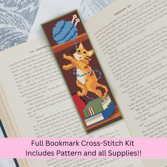 Dancing Cat Bookmark Kit – Cute Cat Cross Stitch Bookmark