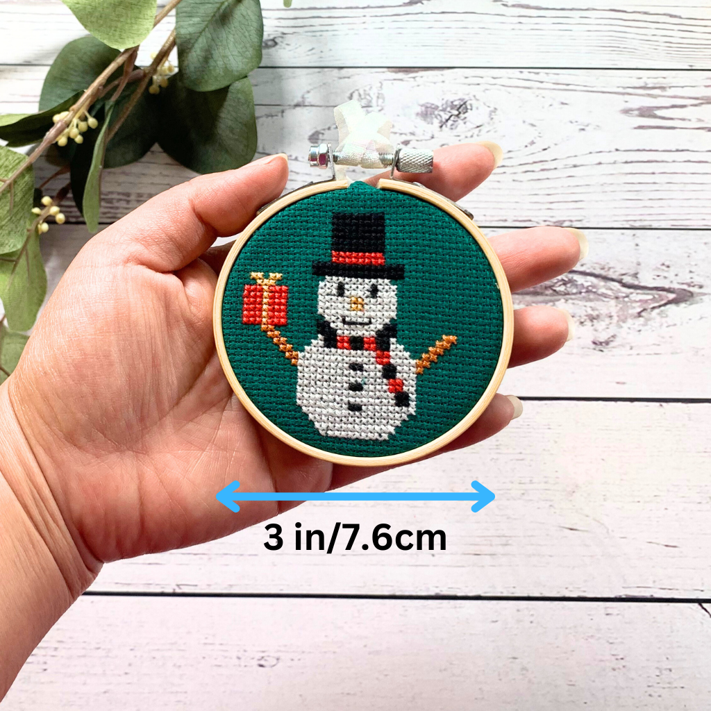 Snowman Cross Stitch Kit ( 3 inch hoop)