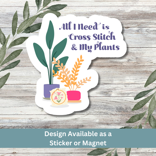 Whitewashed wooden backdrop with sticker showing plants and hoop illustration