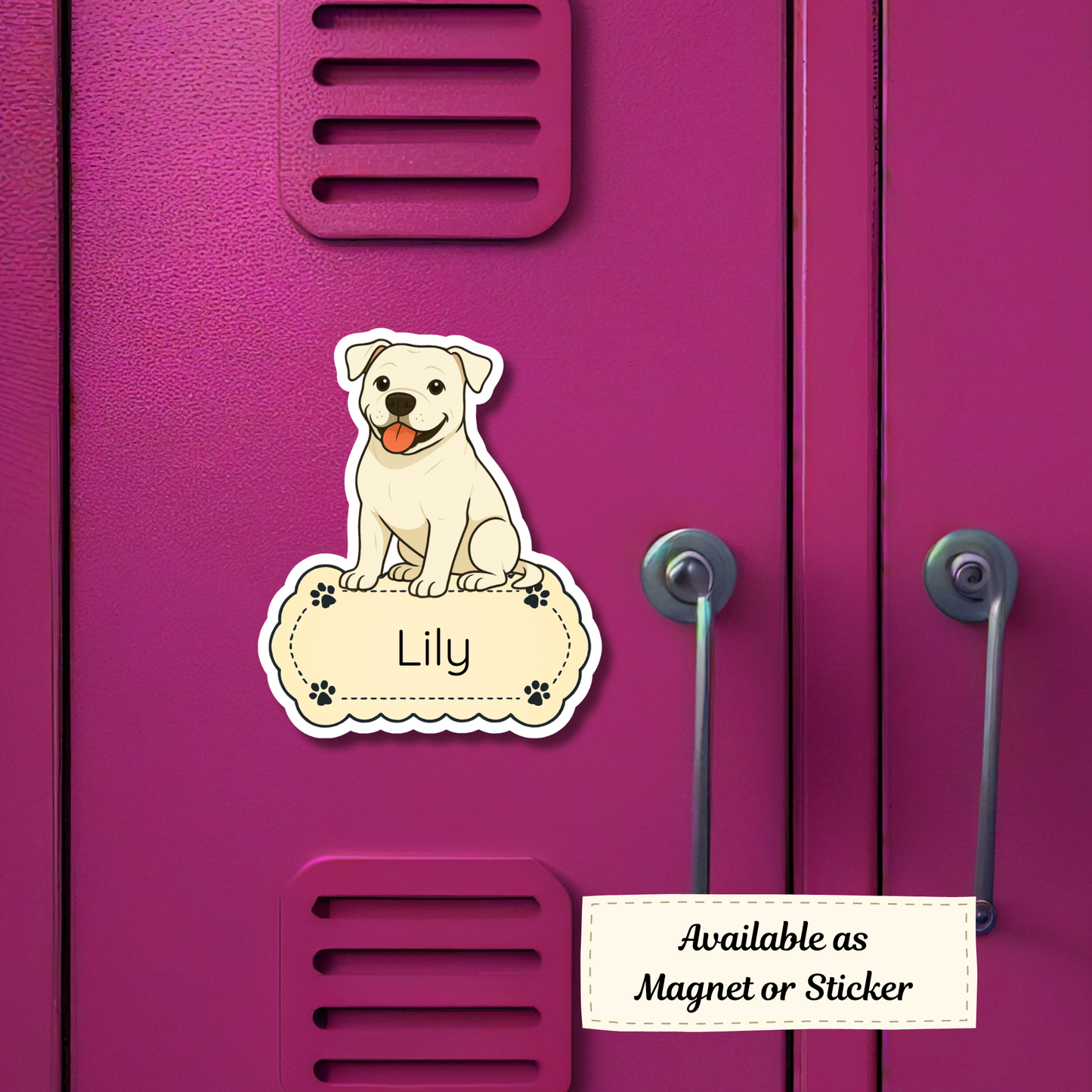 Autocollant bouledogue américain personnalisé – Blanc | Personnalisable avec nom