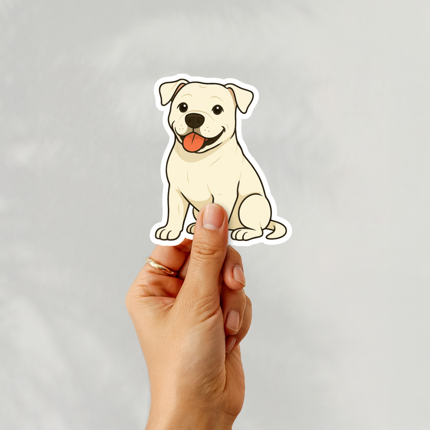 Autocollant bouledogue américain personnalisé – Blanc | Personnalisable avec nom