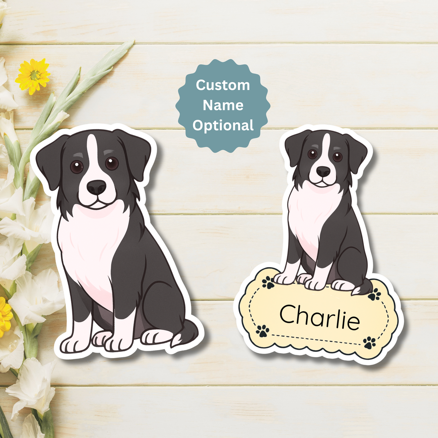 Custom Australian Shepherd Dog Magnet - Black and White | Personalized with Pet Name