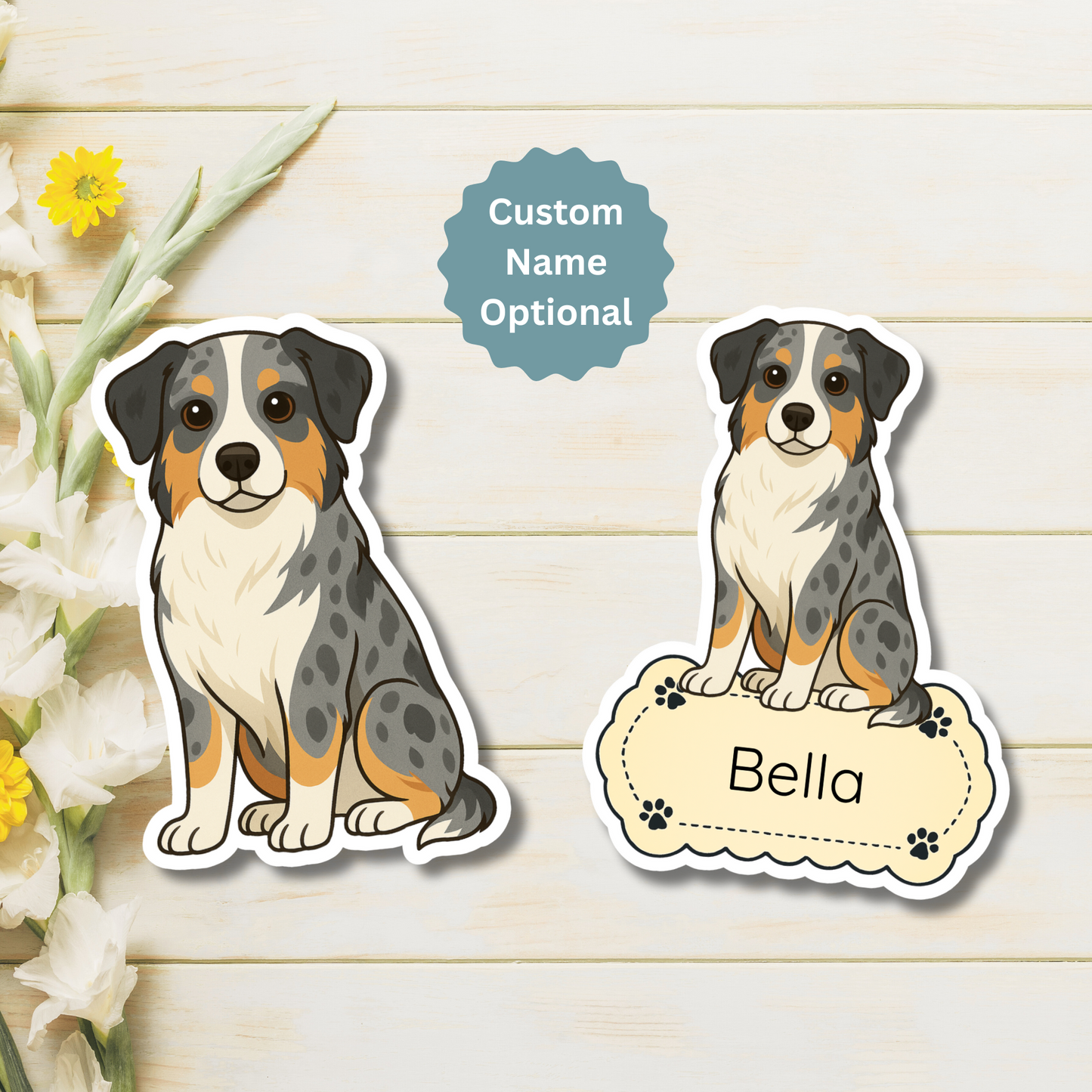 Custom Australian Shepherd Dog Magnet - Blue Merle | Personalized with Pet Name