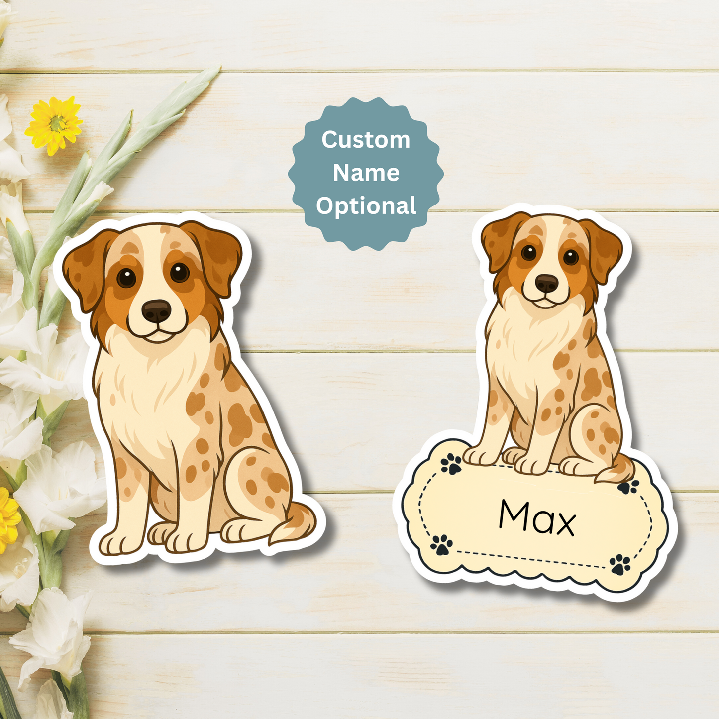 Custom Australian Shepherd Dog Magnet - Red Merle | Personalized with Pet Name