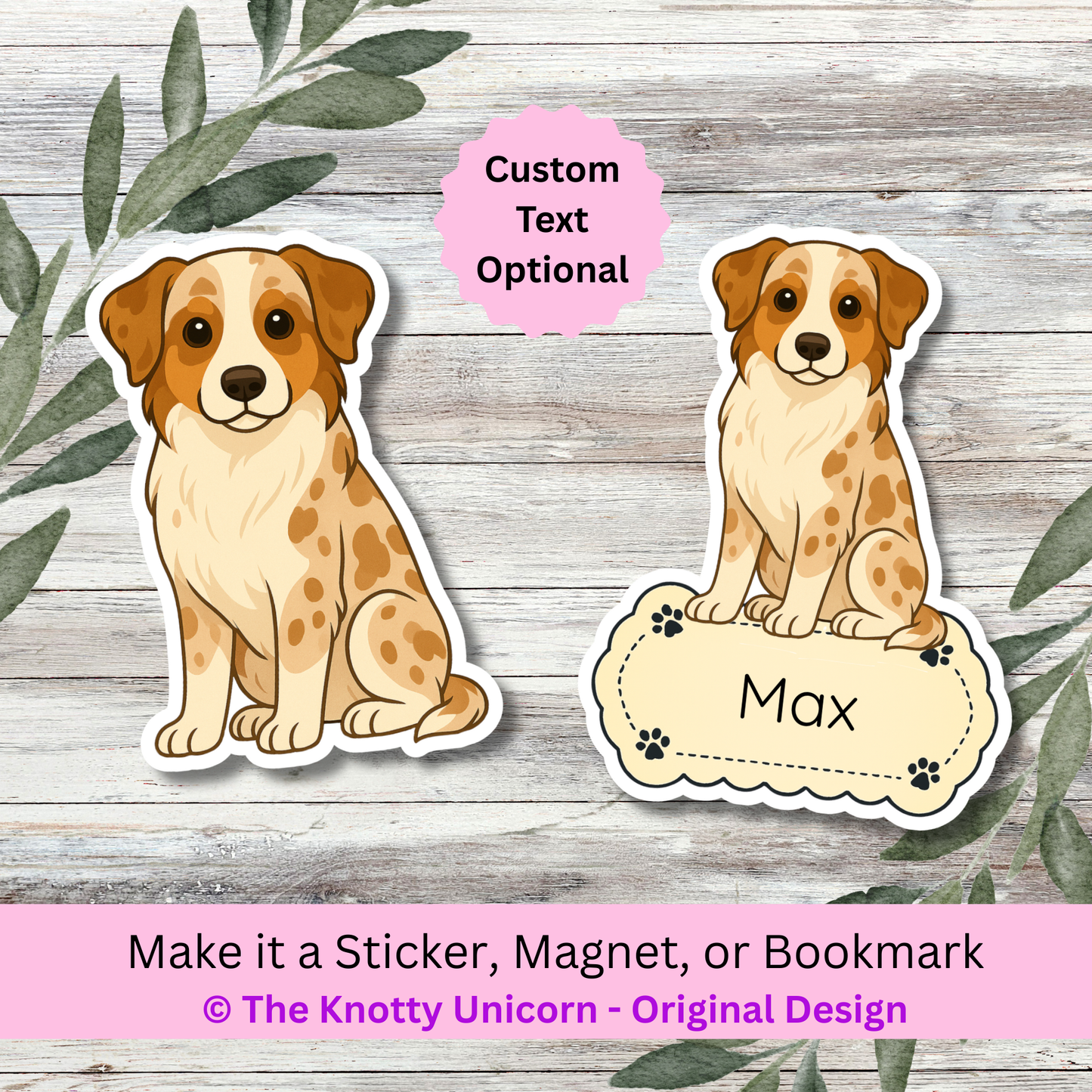 Personalized Australian Shepherd Dog Sticker - Red Merle