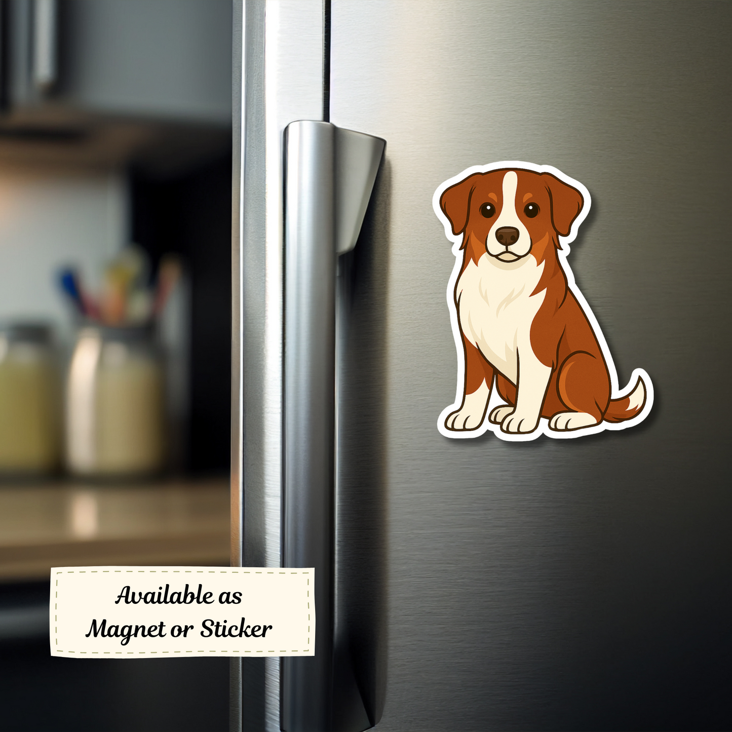 Custom Australian Shepherd Dog Sticker - Red and White | Personalized with Name