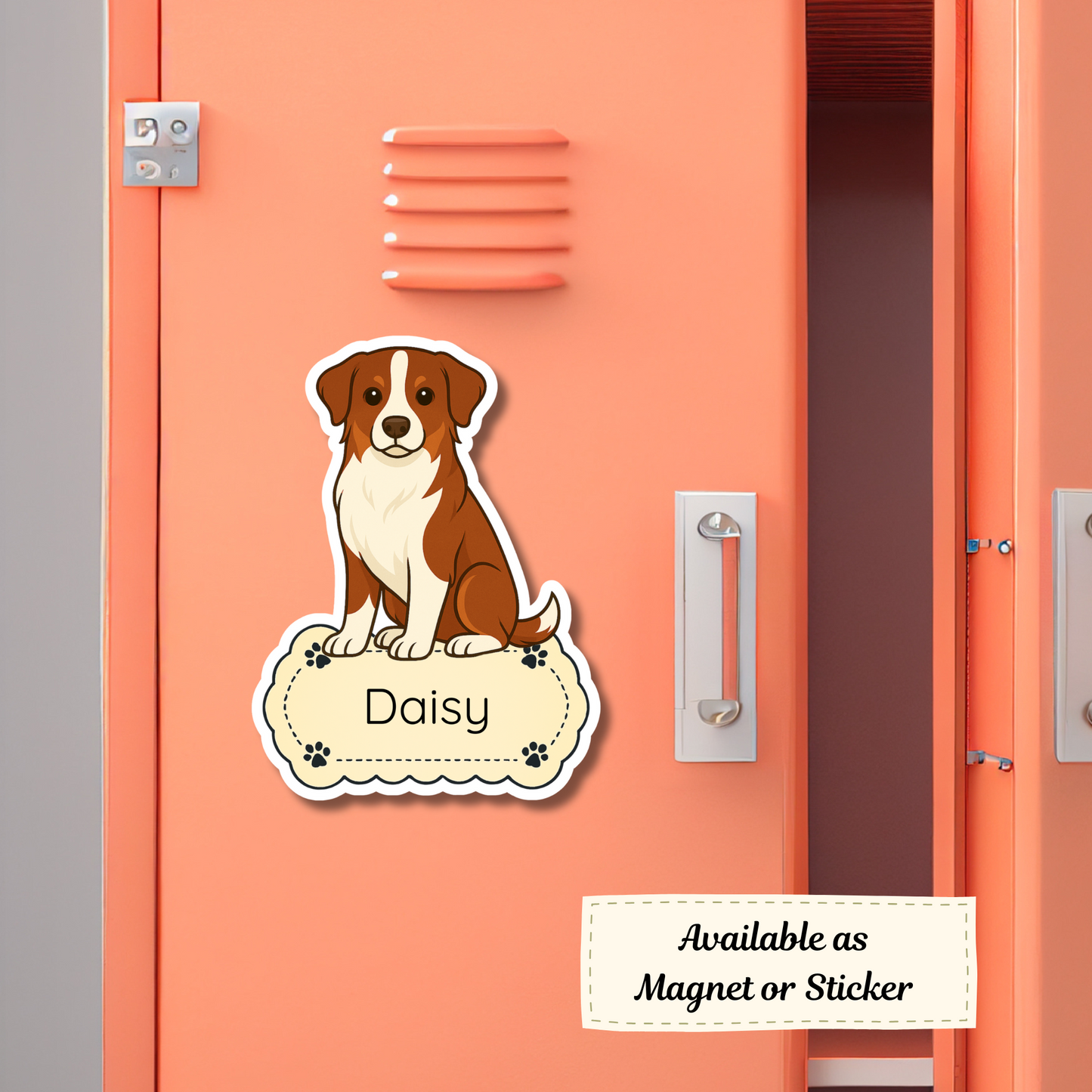 Custom Australian Shepherd Dog Magnet - Red and White | Personalized with Pet Name