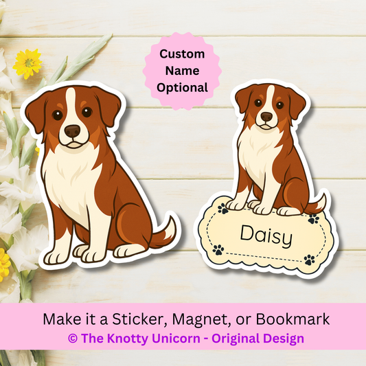 Custom Australian Shepherd Dog Magnet / Bookmark - Red and White