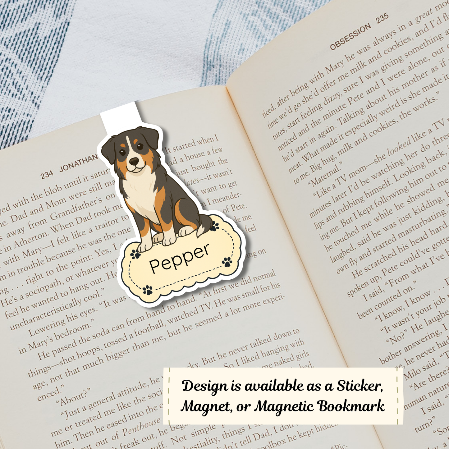 Personalized Australian Shepherd Dog Sticker - Tri Colored