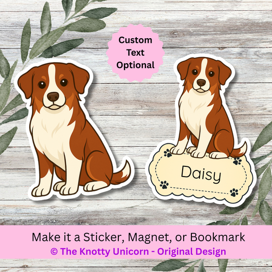 Personalized Australian Shepherd Dog Sticker - Red and White